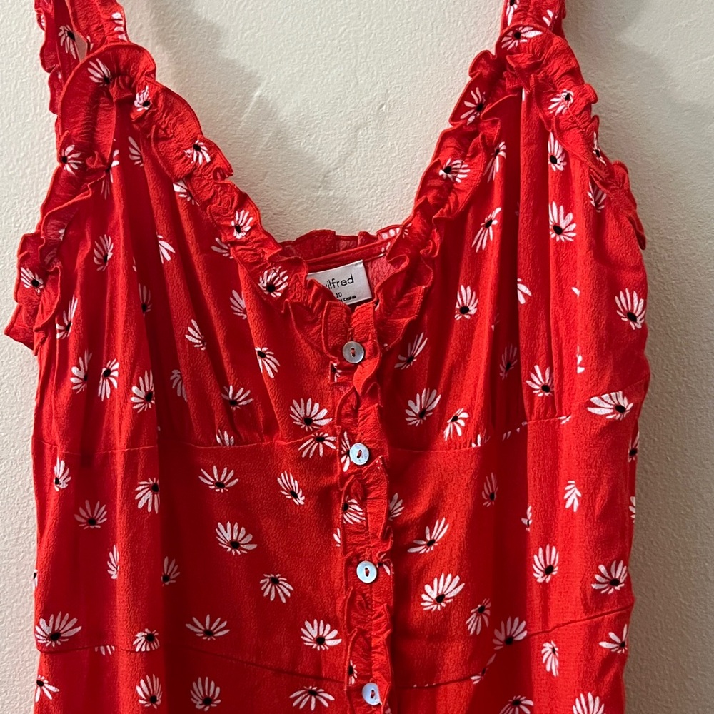 Aritzia Wilfred Red Floral Midi Dress - Picture 4 of 10